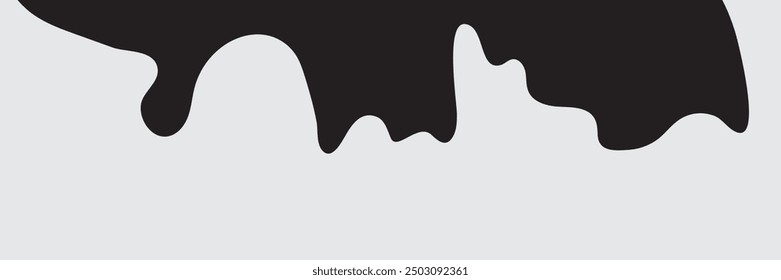 Black Liquid Flowing, spilled, drop, splash, leak concept vector paint drops icon.  Ink drip and black Melt Drips.  vector illustration.