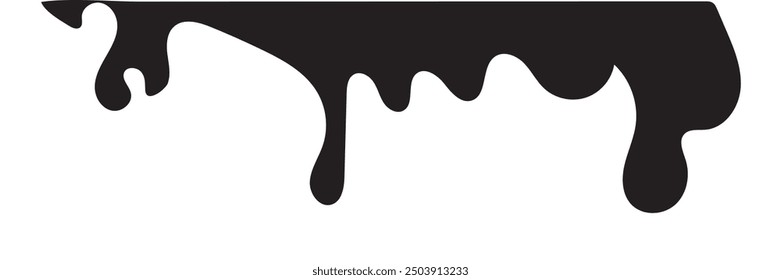 Black Liquid Flowing, spilled, drop, splash, leak concept vector paint drops icon. Ink drip and black Melt Drips. vector illustration.