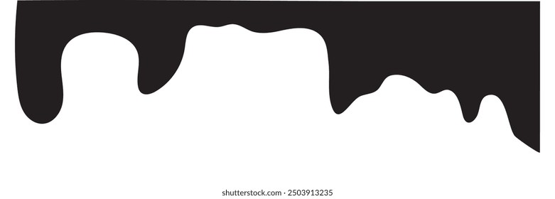 Líquido negro que fluye, derramado, caída, salpicadura, concepto de fuga Vector pintura gotas icono. Goteo de tinta y goteo de fusión negro. Ilustración vectorial.