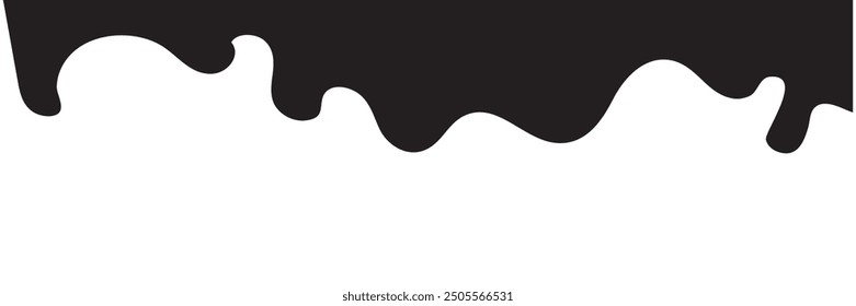 Black Liquid Flowing, spilled, drop, splash, leak concept vector paint drops icon. Ink drip and black Melt Drips. vector illustration.