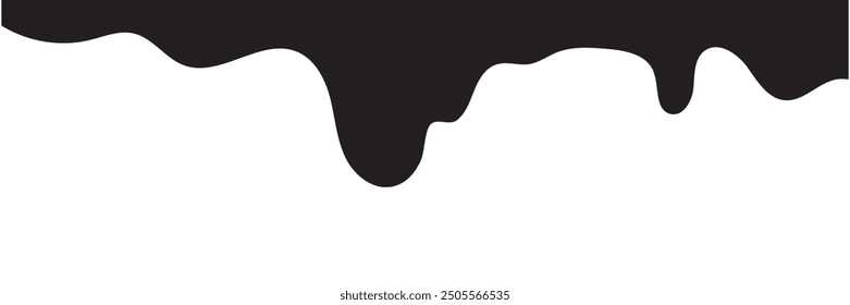 Black Liquid Flowing, spilled, drop, splash, leak concept vector paint drops icon. Ink drip and black Melt Drips. vector illustration.
