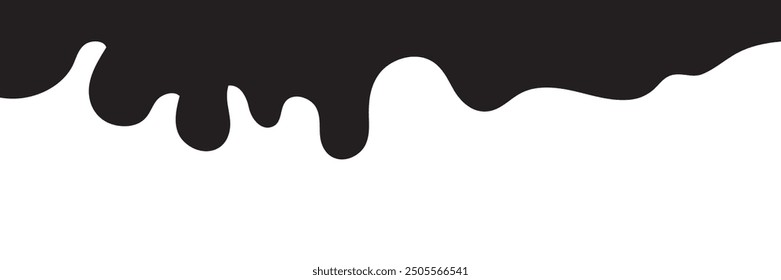 Black Liquid Flowing, verschüttet, Drop, splash, Leck Konzept Vektor Farbe Tropfen Symbol. Tintentropfen und schwarze Schmelztropfen. Vektorgrafik.