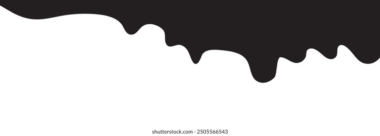 Black Liquid Flowing, spilled, drop, splash, leak concept vector paint drops icon. Ink drip and black Melt Drips. vector illustration.