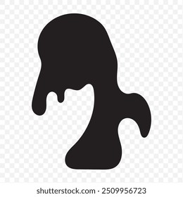 Líquido preto fluindo, derramado, queda, splash, vazamento conceito vetor pintura ícone pingos. Ink gotejamento e preto derretimento gotejamento. ilustração vetorial.