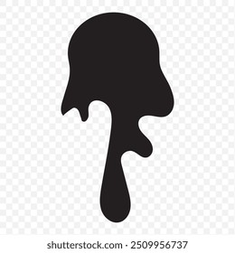 Líquido negro que fluye, derramado, caída, salpicadura, concepto de fuga Vector pintura gotas icono. Goteo de tinta y goteo de fusión negro. Ilustración vectorial.