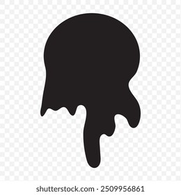 Líquido negro que fluye, derramado, caída, salpicadura, concepto de fuga Vector pintura gotas icono. Goteo de tinta y goteo de fusión negro. Ilustración vectorial.