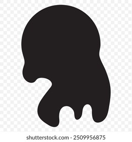 Líquido negro que fluye, derramado, caída, salpicadura, concepto de fuga Vector pintura gotas icono. Goteo de tinta y goteo de fusión negro. Ilustración vectorial.