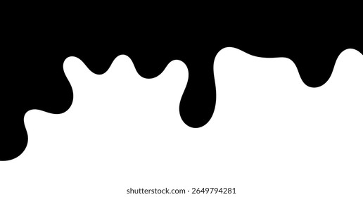 Líquido preto fluindo, derramado, queda, splash, vazamento conceito vetor pintura ícone pingos. Ink gotejamento e preto derretimento gotejamento. ilustração vetorial.