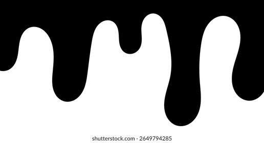 Líquido preto fluindo, derramado, queda, splash, vazamento conceito vetor pintura ícone pingos. Ink gotejamento e preto derretimento gotejamento. ilustração vetorial.