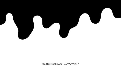 Black Liquid Flowing, spilled, drop, splash, leak concept vector paint drops icon. Ink drip and black Melt Drips. vector illustration.