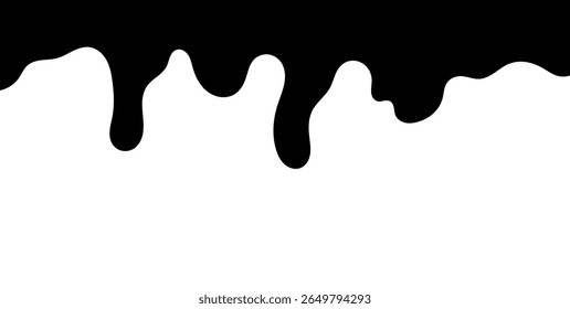 Black Liquid Flowing, spilled, drop, splash, leak concept vector paint drops icon. Ink drip and black Melt Drips. vector illustration.