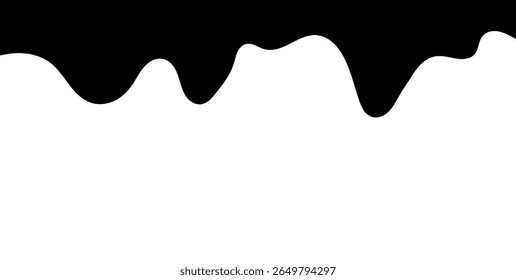 Líquido preto fluindo, derramado, queda, splash, vazamento conceito vetor pintura ícone pingos. Ink gotejamento e preto derretimento gotejamento. ilustração vetorial.