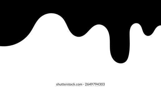 Líquido preto fluindo, derramado, queda, splash, vazamento conceito vetor pintura ícone pingos. Ink gotejamento e preto derretimento gotejamento. ilustração vetorial.