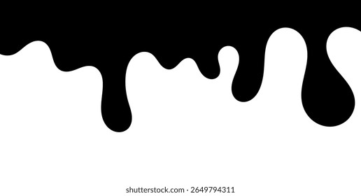 Black Liquid Flowing, spilled, drop, splash, leak concept vector paint drops icon. Ink drip and black Melt Drips. vector illustration.