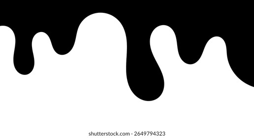 Black Liquid Flowing, spilled, drop, splash, leak concept vector paint drops icon. Ink drip and black Melt Drips. vector illustration.