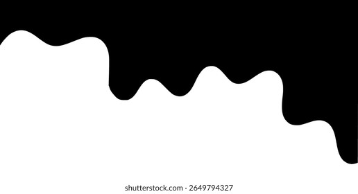 Líquido negro que fluye, derramado, caída, salpicadura, concepto de fuga Vector pintura gotas icono. Goteo de tinta y goteo de fusión negro. Ilustración vectorial.
