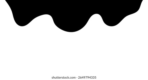 Líquido negro que fluye, derramado, caída, salpicadura, concepto de fuga Vector pintura gotas icono. Goteo de tinta y goteo de fusión negro. Ilustración vectorial.