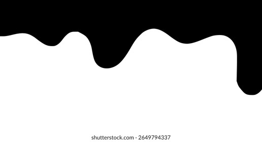Black Liquid Flowing, verschüttet, Drop, splash, Leck Konzept Vektor Farbe Tropfen Symbol. Tintentropfen und schwarze Schmelztropfen. Vektorgrafik.