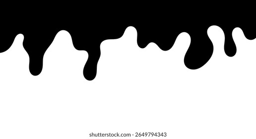 Black Liquid Flowing, spilled, drop, splash, leak concept vector paint drops icon. Ink drip and black Melt Drips. vector illustration.