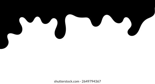 Black Liquid Flowing, spilled, drop, splash, leak concept vector paint drops icon. Ink drip and black Melt Drips. vector illustration.