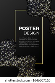 black liquid gold poster design template for posters, brochures, sheets, banners, invitations, social networks. modern abstract background
