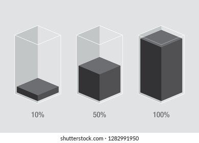 Black liquid graph chart bars diagram display,30% 70% 100% number text. Flat design interface illustration inforchart infographic elements for app ui ux web banner vector isolated on white background