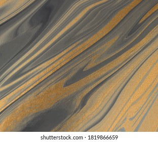 Schwarze, flüssige Tinte mit abstrakten Hintergründen aus Folienstruktur.
