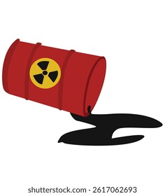 Black liquid oil flows from the red steel barrel.gas pump nozzle and oil barrel
