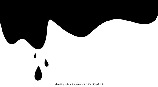 Black Liquid vector paint drops. Flowing, spilled, drop, splash, leak concept vector. ink drip and black Melt Drips. vector illustration. Oil drop.