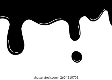 Black Liquid vector paint drops. Flowing, spilled, drop, splash, leak concept vector. ink drip and black Melt Drips. vector illustration.