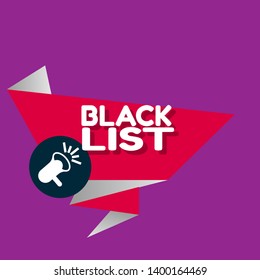 black list banner - speech bubble with megaphone.  