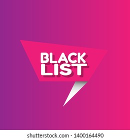 black list banner - speech bubble with megaphone. 