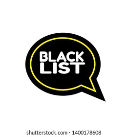 black list emblem, label, badge,sticker. black list speech bubble