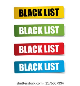 Black list  Realistic,Sticker and Tag set-vector illustration