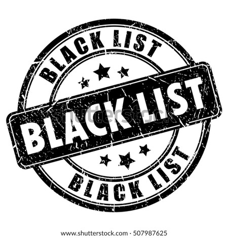Black list rubber ink stamp vector illustration isolated on white background. Black list imprint. Black list sign.