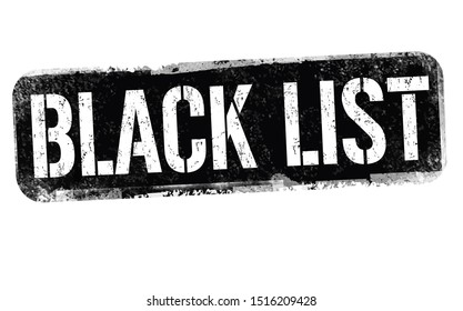 Black list sign or stamp on white background, vector illustration