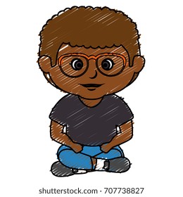black little boy with glasses character