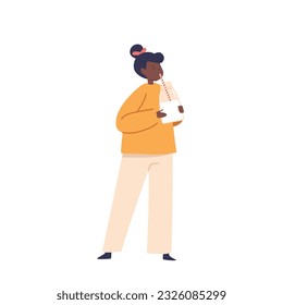 Black Little Girl Enjoys A Refreshing Glass Of Milk, Providing Essential Nutrients For Her Growth And Development