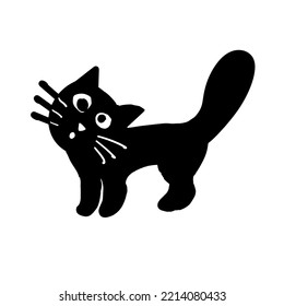 A black little kitten  Vector illustration