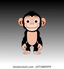 black little monkey chimpanze smile illustration standing funny cute cartoon