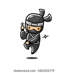 Schwarzer Ninja-Sprung, der einen Dart wirft. es kann als Logo oder Maskottchen verwendet werden