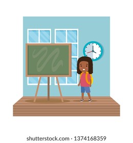 black little student girl in classroom