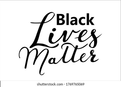 Black Live Matters stop racism quote hand lettering isolated on white background 