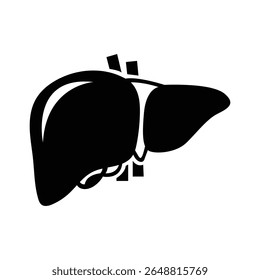 Símbolo médico del órgano humano del Vector del icono del hígado negro en estilo minimalista plano