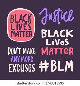 Black lives matter 2020. Social media content post banner anti racism. Hand drawn calligraphic art work