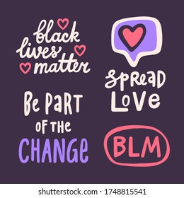 Black lives matter 2020. Social media content post banner anti racism. Hand drawn calligraphic art work