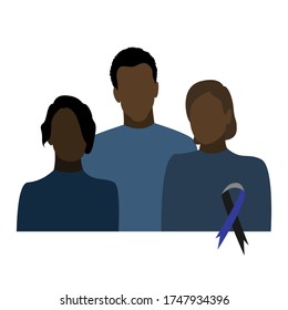 Black Lives Matter. African american young people. Symbol of support for law enforcement, awareness ribbon. Social issue. Flat vector illustration