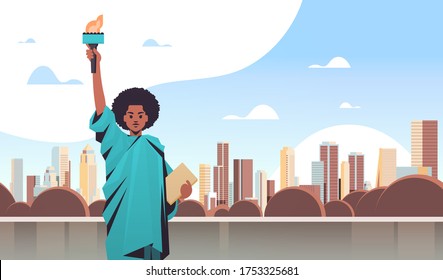 black lives matter african american liberty statue awareness campaign against racial discrimination of dark skin color support for equal rights of black people horizontal vector illustration