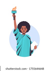 black lives matter african american liberty statue awareness campaign against racial discrimination of dark skin color support for equal rights of black people vertical vector illustration.