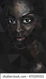 Black lives matter. African black woman poly face polygonal portrait vector, eps 8 